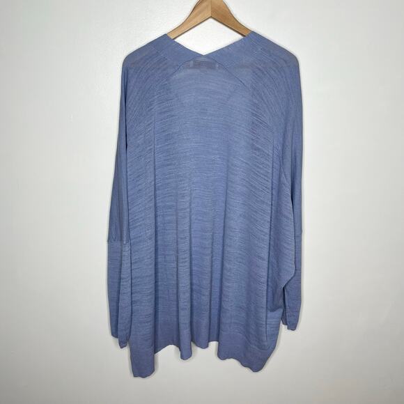 Loft Long Sleeve Open Front Cardigan Sweater Womens XL Blue Cotton Coastal - Picture 7 of 8